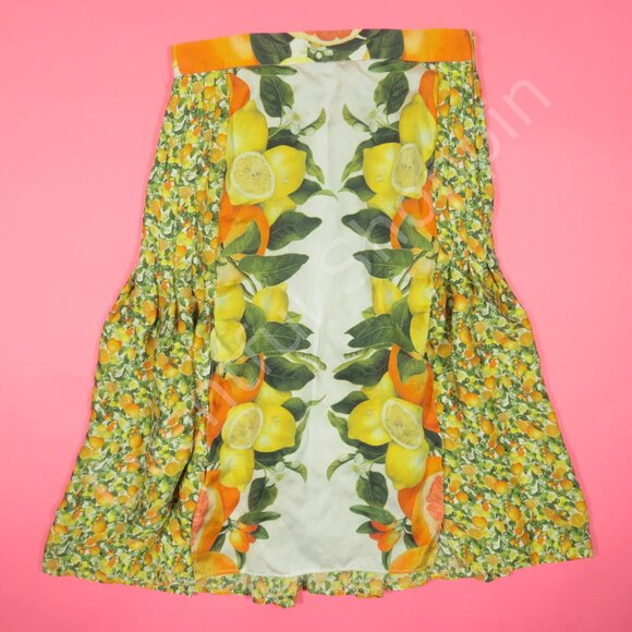 Stella McCartney Lemon Citrus Print Silk Midi Skirt Womens Size 40 - Picture 2 of 7